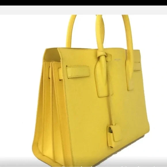 Authentic Saint Laurent Sac De Jour Yellow Leather Hand Bag - Picture 2 of 11